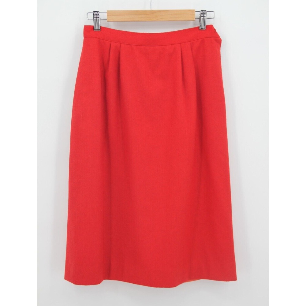 Peabody House Midi Lined Red Skirt Womens Sz 9 Poly Wool Business A Line #895